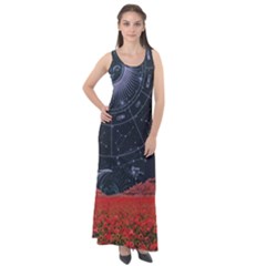 Astrology Surreal Surrealism Trippy Visual Art Sleeveless Velour Maxi Dress by Bedest