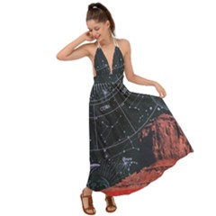 Astrology Surreal Surrealism Trippy Visual Art Backless Maxi Beach Dress by Bedest