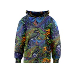 Psychedelic Digital Art Artwork Landscape Colorful Kids  Pullover Hoodie by Bedest