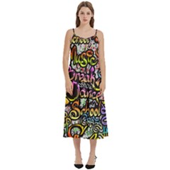 Graffiti Word Seamless Pattern Casual Spaghetti Strap Midi Dress by Bedest