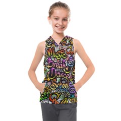 Graffiti Word Seamless Pattern Kids  Sleeveless Hoodie by Bedest