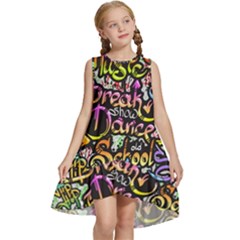 Graffiti Word Seamless Pattern Kids  Frill Swing Dress by Bedest