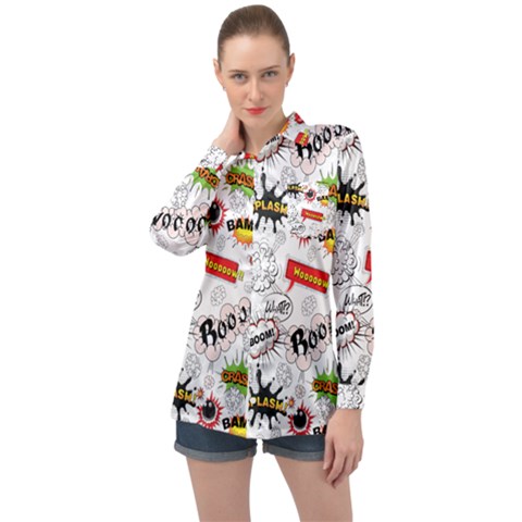 Pattern Seamless Texture Cartoon Long Sleeve Satin Shirt by Bedest