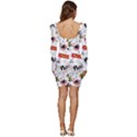 Pattern Seamless Texture Cartoon Women Long Sleeve Ruched Stretch Jersey Dress View4