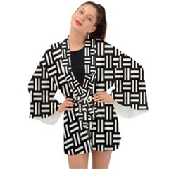 Frets Mosaic Pattern Geometric Long Sleeve Kimono by Bedest