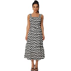 Marble Cracked Pattern Surface Square Neckline Tiered Midi Dress by Bedest