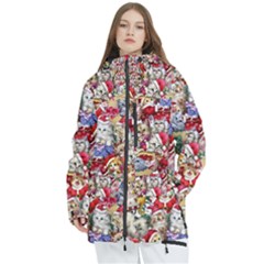 Pattern Kitten Christmas Women s Multi Pockets Zip Ski And Snowboard Waterproof Breathable Jacket by Bedest