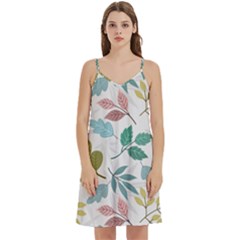 Leaf Pattern  Mini Camis Dress With Pockets by Safari