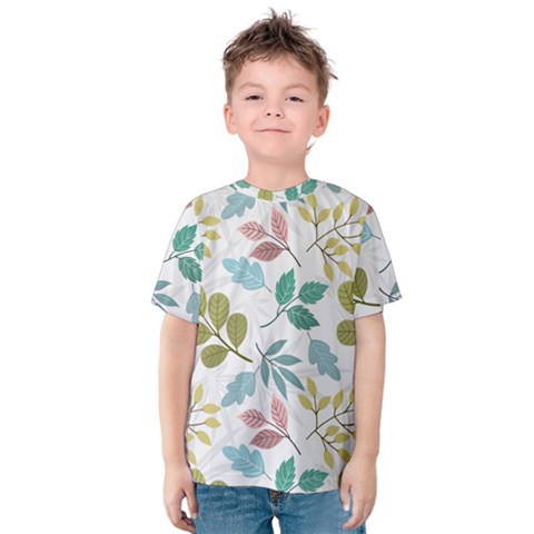 Leaf Seamless Pattern  Kids  Cotton T-shirt by Safari