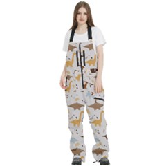 Seamless Dino Pattern Women s Front Zip Ski And Snowboard Bib Pants by Safari