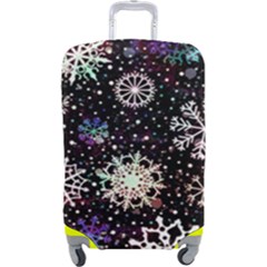 Shiny Winter Snowflake Abstract Christmas Cold Crystal December Luggage Cover (large) by Bedest