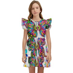 Butterflies, Abstract, Colorful, Floral, Flowers Kids  Winged Sleeve Dress by kyorashop23