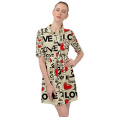 Love Abstract Background Love Textures Belted Shirt Dress by kyorashop23