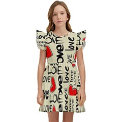 Love Abstract Background Love Textures Kids  Winged Sleeve Dress by kyorashop23