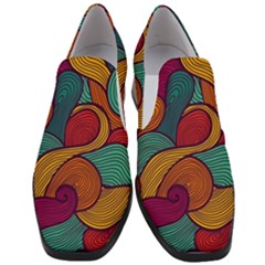 Swirly, Abstract, Multi Colored, Pattern, Women Slip On Heel Loafers by kyorashop23