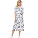 Embrace The Magic Inspirational Phrase Pattern Bow Sleeve Chiffon Midi Dress View1