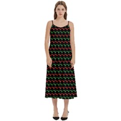 Geometric Abstract Pattern Line Casual Spaghetti Strap Midi Dress by Salmanaz77