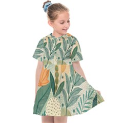 Leaves Pattern Flora Kids  Sailor Dress by Salmanaz77