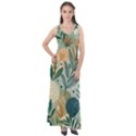 Leaves Pattern Flora Sleeveless Velour Maxi Dress View1