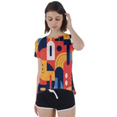 Abstract Pattern Design Short Sleeve Open Back T-shirt by Salmanaz77