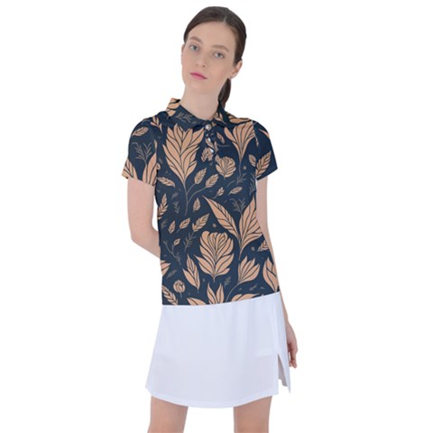 Background Pattern Leaves Texture Women s Polo T-shirt by Salmanaz77