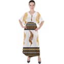 African Women Pattern Seamless Style V-Neck Boho Style Maxi Dress View1