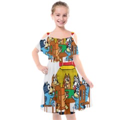 Bluey Kids  Cut Out Shoulders Chiffon Dress by avitendut