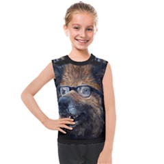 Witty Woof Print Illustration Kids  Mesh Tank Top by dflcprintsclothing