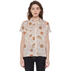 Leaves Cake Cookies Pattern Short Sleeve Pocket Shirt by Bedest