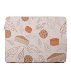 Leaves Cake Cookies Pattern 15  Vertical Laptop Sleeve Case With Pocket by Bedest