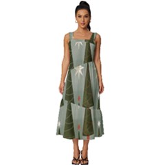 Christmas Trees Pattern Square Neckline Tiered Midi Dress by Bedest