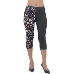 Pearls And Stones Lightweight Velour Capri Leggings  by dedoma