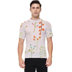 Boho Pattern Berries Flowers Nature Men s Short Sleeve Rash Guard by Bedest