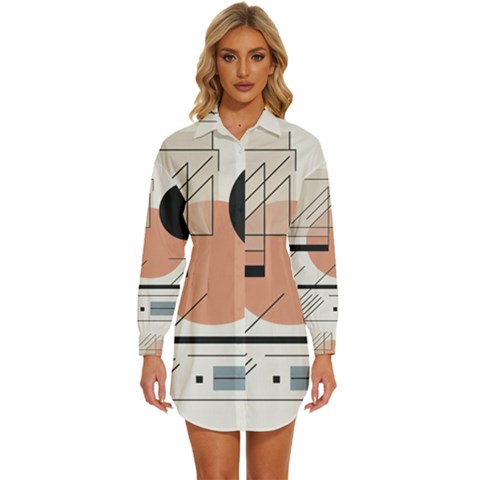 Abstract Architecture Womens Long Sleeve Shirt Dress by Bedest