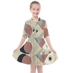 Boho Abstract Architecture Kids  All Frills Chiffon Dress by Bedest