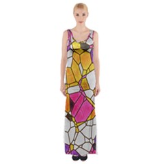 Architecture Glass Abstract Pattern Thigh Split Maxi Dress by Bedest