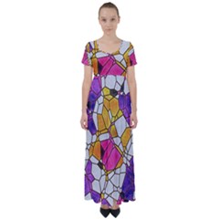 Architecture Glass Abstract Pattern High Waist Short Sleeve Maxi Dress by Bedest