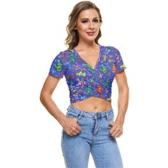 Grateful Dead Dancing Bears Pattern Short Sleeve Foldover T-shirt by Salmanaz77