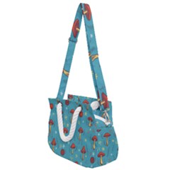 Whimsical Mushroom Pattern Rope Handles Shoulder Strap Bag by Drawde