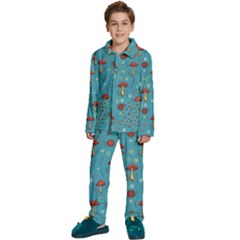 Whimsical Mushroom Pattern Kids  Long Sleeve Velvet Pajamas Set by Drawde