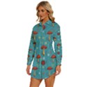 Whimsical Mushroom pattern Womens Long Sleeve Shirt Dress View2