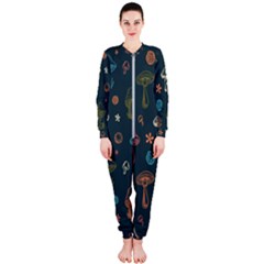 Whimsical Mushrooms Pattern Onepiece Jumpsuit (ladies) by Drawde