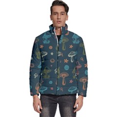 Whimsical Mushrooms Pattern Men s Puffer Bubble Jacket Coat by Drawde