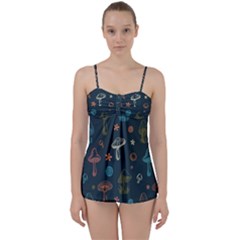 Whimsical Mushrooms Pattern Babydoll Tankini Set by Drawde