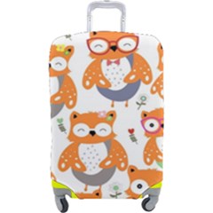 Cute Colorful Owl Cartoon Seamless Pattern Luggage Cover (large) by Apen