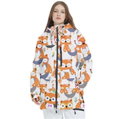 Cute Colorful Owl Cartoon Seamless Pattern Women s Multi Pockets Zip Ski And Snowboard Waterproof Breathable Jacket by Apen