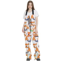 Cute Colorful Owl Cartoon Seamless Pattern Women s Front Zip Ski And Snowboard Bib Pants by Apen