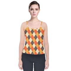 Halloween Argyle Pattern  Velvet Spaghetti Strap Top by Safari