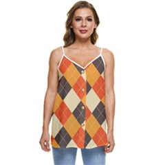 Halloween Argyle Pattern  Casual Spaghetti Strap Chiffon Top by Safari