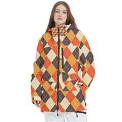 Halloween Argyle Pattern  Women s Multi Pockets Zip Ski And Snowboard Waterproof Breathable Jacket by Safari